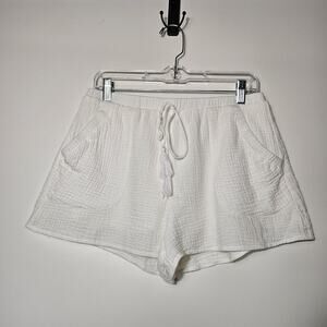 altar'd state White Shorts Crepe Lined Elastic Waist Shorts Size Large